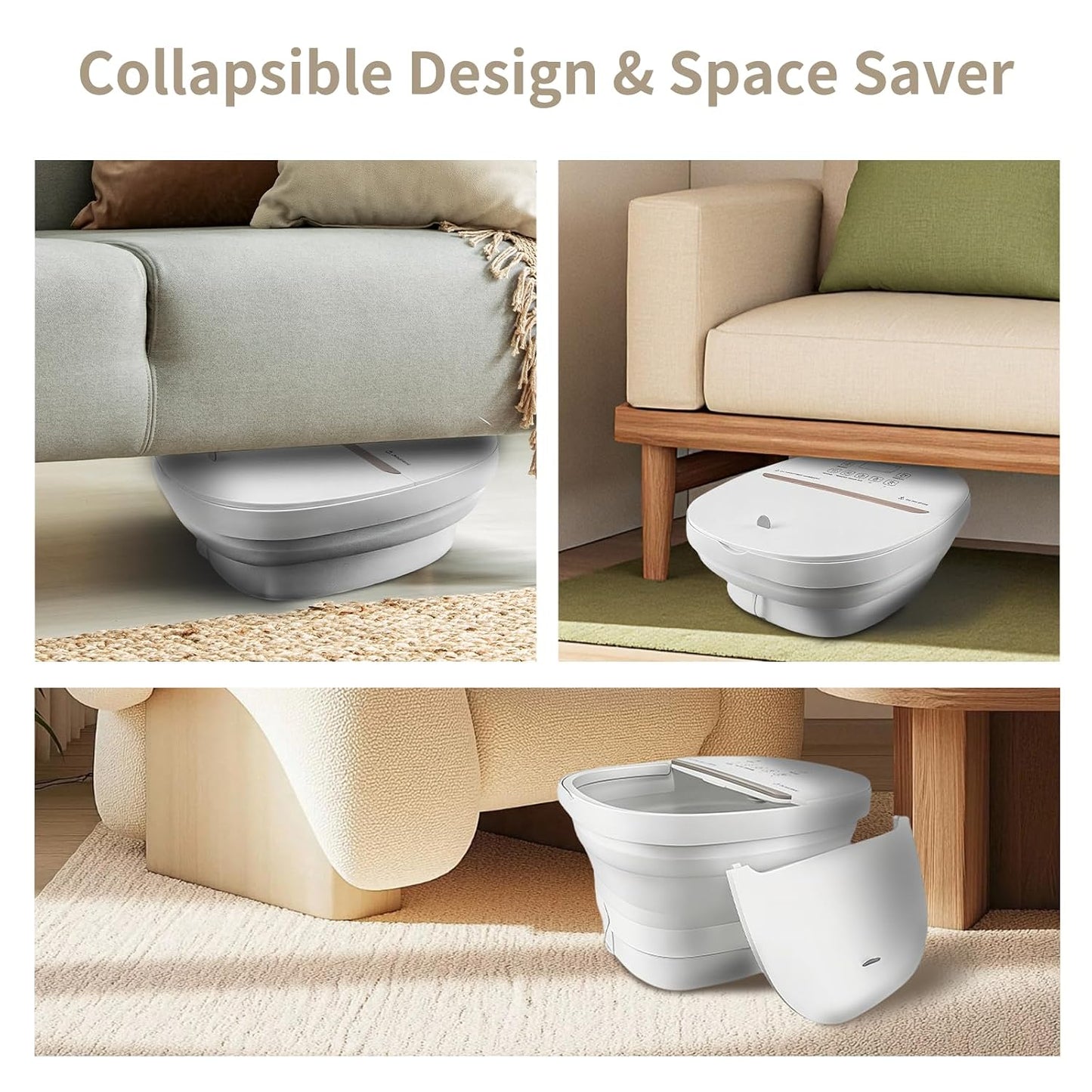 Collapsible Foot Spa Bath Massager - Heated Pedicure Tub with Bubbles & Timer | Relaxation & Stress Relief for Home or Office