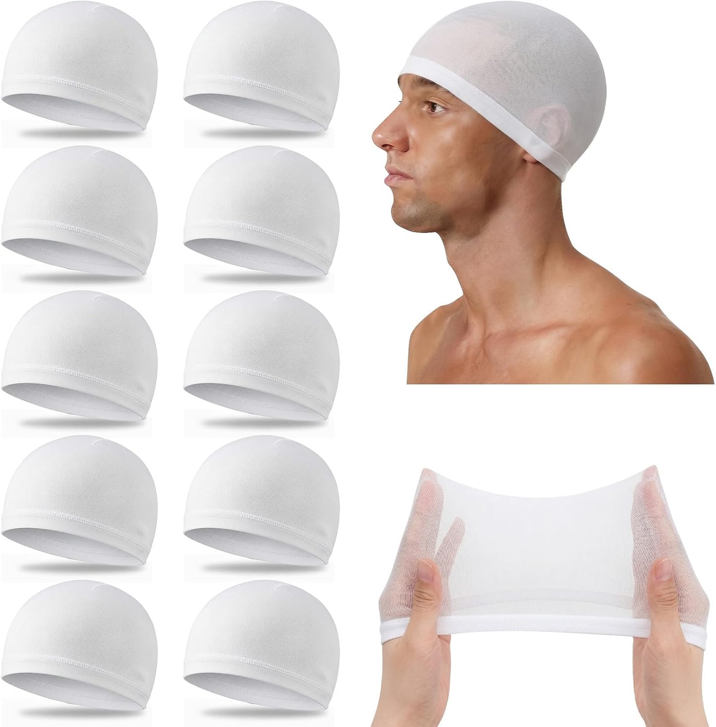 Wave Caps for Men - Stretchy Nylon Skull Cap for Sleep | Anti-Slip, Breathable, 10/20/50 Pcs