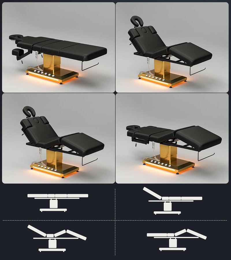 Professional Electric Spa Massage Treatment Table - Adjustable Medical Bed with Face Cradle | Black