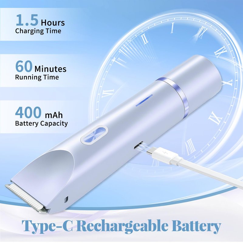 Bikini Trimmer for Women, 2-in-1 Painless Dual Head Shaver Women with Painless Ceramic Blades, Waterproof Electric Razors for Body & Face, Holiday Gift for Her (Blue)