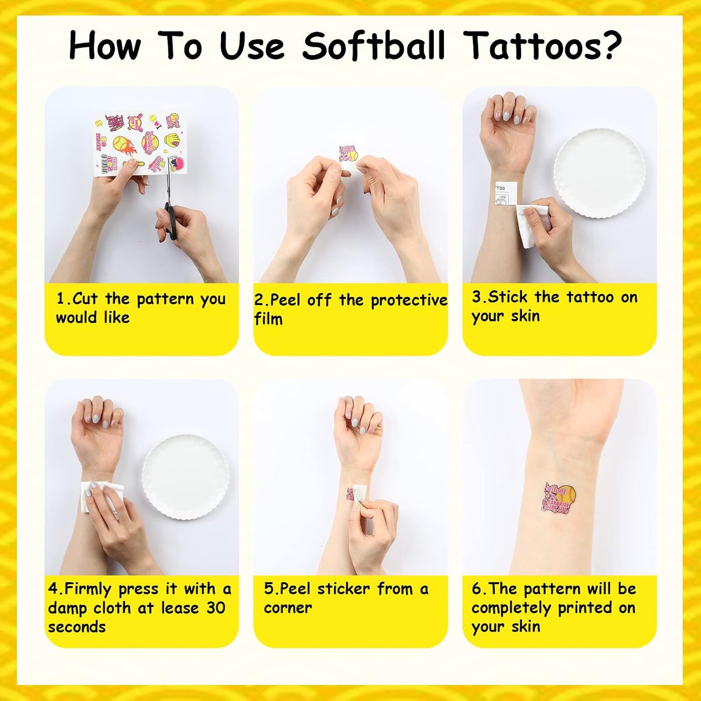Softball Temporary Tattoos - 144 Pcs Waterproof Stickers for Birthday Party Favors | Sports Club Rewards