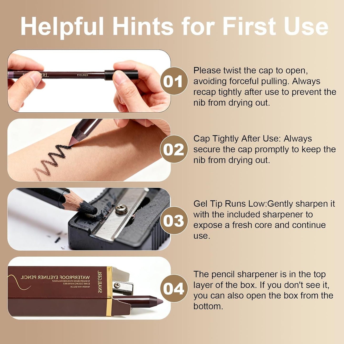 Graphite Gel Eyeliner Pencil - Waterproof, Smudge-Proof, Long-Lasting | High-Pigmented Creamy Formula for Mature Women