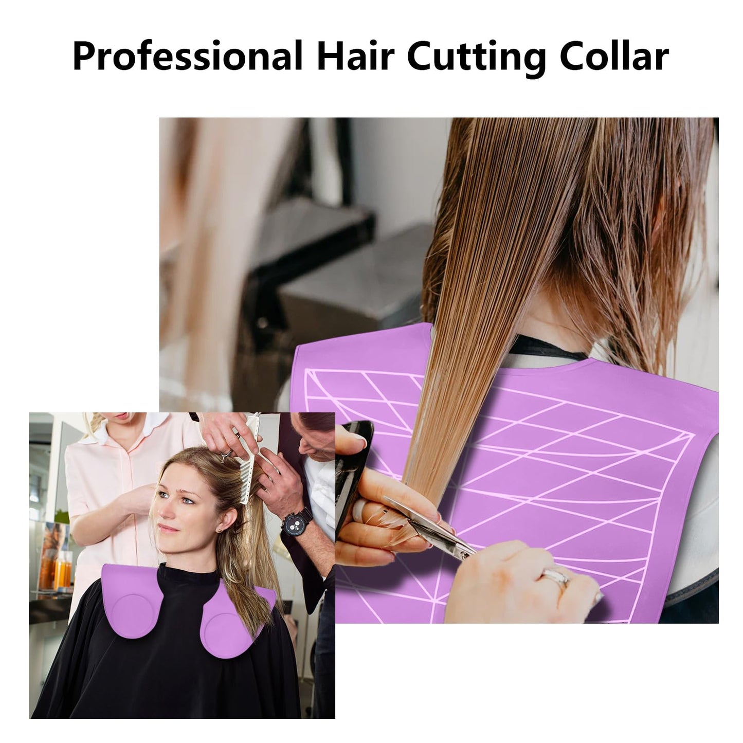 Hair Cutting Guide Collar Silicone Waterproof Hair Cutting Cape Salon Hairdressing Neck Guard Professional Stylist Hair Cutting Mat with Guidelines for Salon Hair Coloring (Purple)