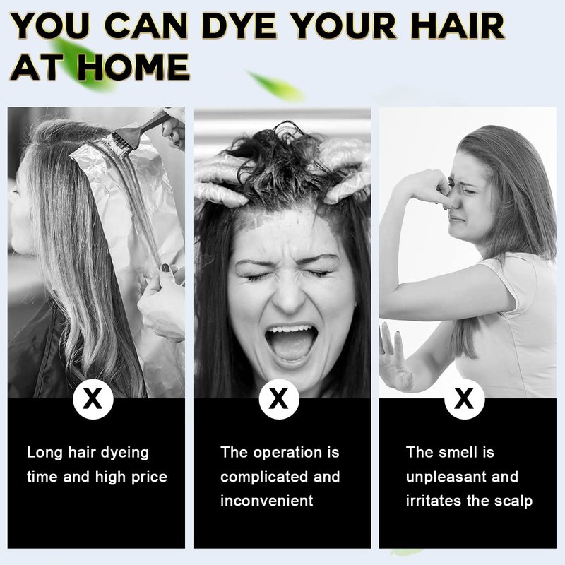 Dark Brown Hair Dye Shampoo - 3-in-1 Gray Coverage for Women | Semi-Permanent 500ML