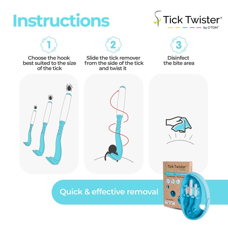Tick Twister Tick Remover for Dogs and Human - Made in France - Tick Puller for Humans and Dogs - 3 Different Sizes - Dog Tick Removal Tool - Also for All Other Pets - Tick Nipper in