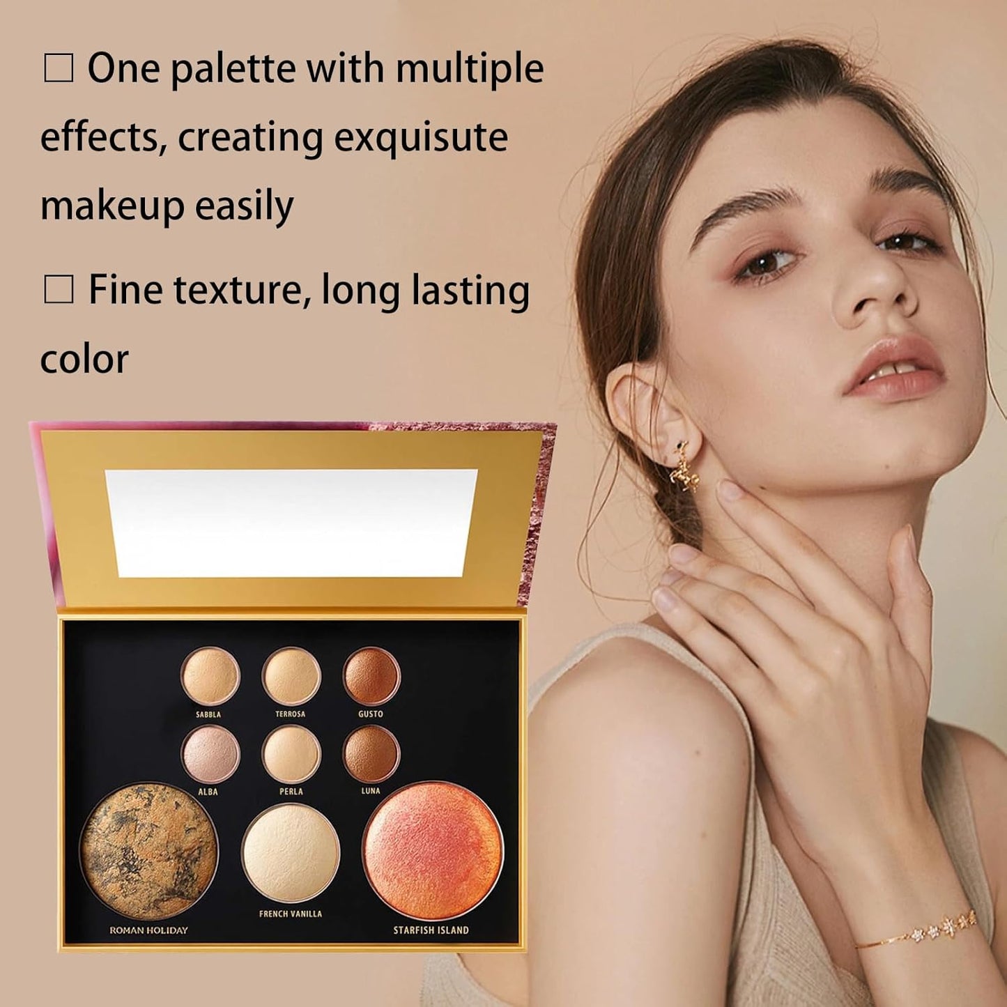 K'APEINE All-in-One Makeup Palette - 9 Neutral Shades for Eyeshadow, Blush, Highlighter & Contour | Everyday Matte & Shimmer Finish