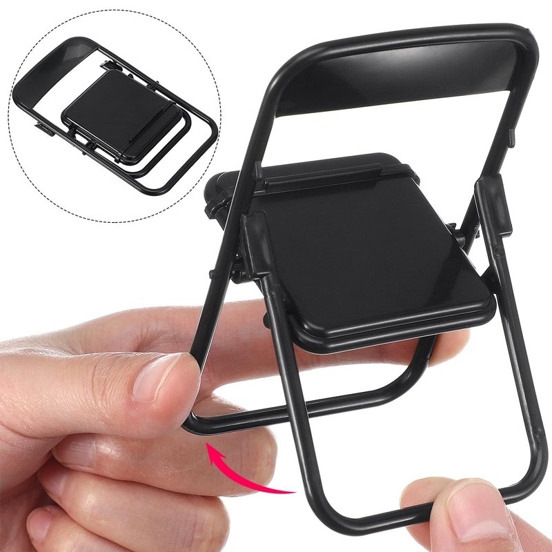 Nolitoy 12Pcs Mini Folding Chair Mobile Holder Foldable Miniature Furniture Model Smartphone Desk Stand for Dollhouse Decor and Photo Props 3.94X2.56X2.17 Inches
