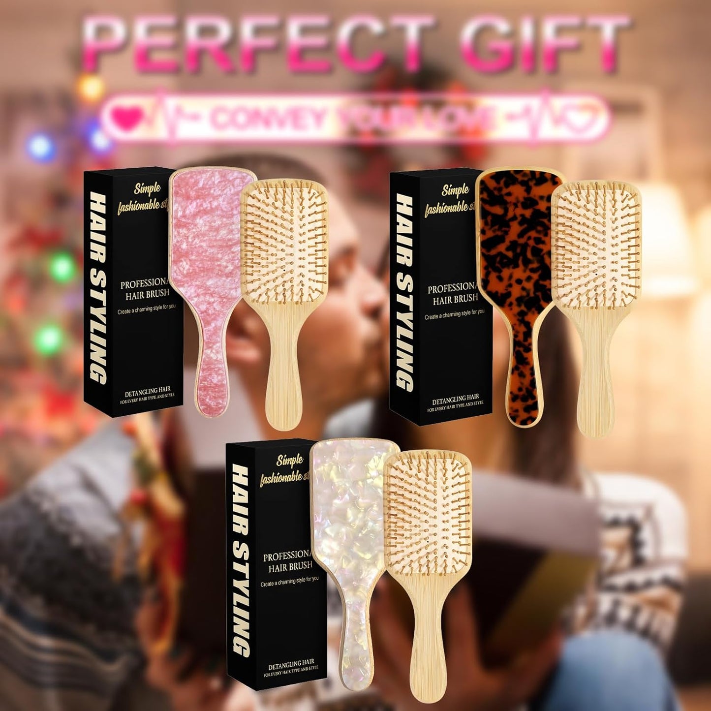 Bamboo Hair Brush - Natural Wooden Paddle Brush for Hair Growth | Suitable for All Hair Types
