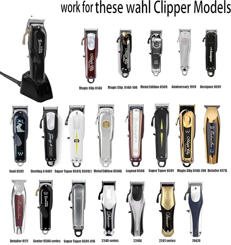 Hair Clippers Charging Stand, Kaynway Professional Clipper Charging Dock Storage Station Base for Wahl 5-Star Magic Clip Senior 100th Anniversary Soul Sterling-4 Detailer Cordless Clippers (Black)
