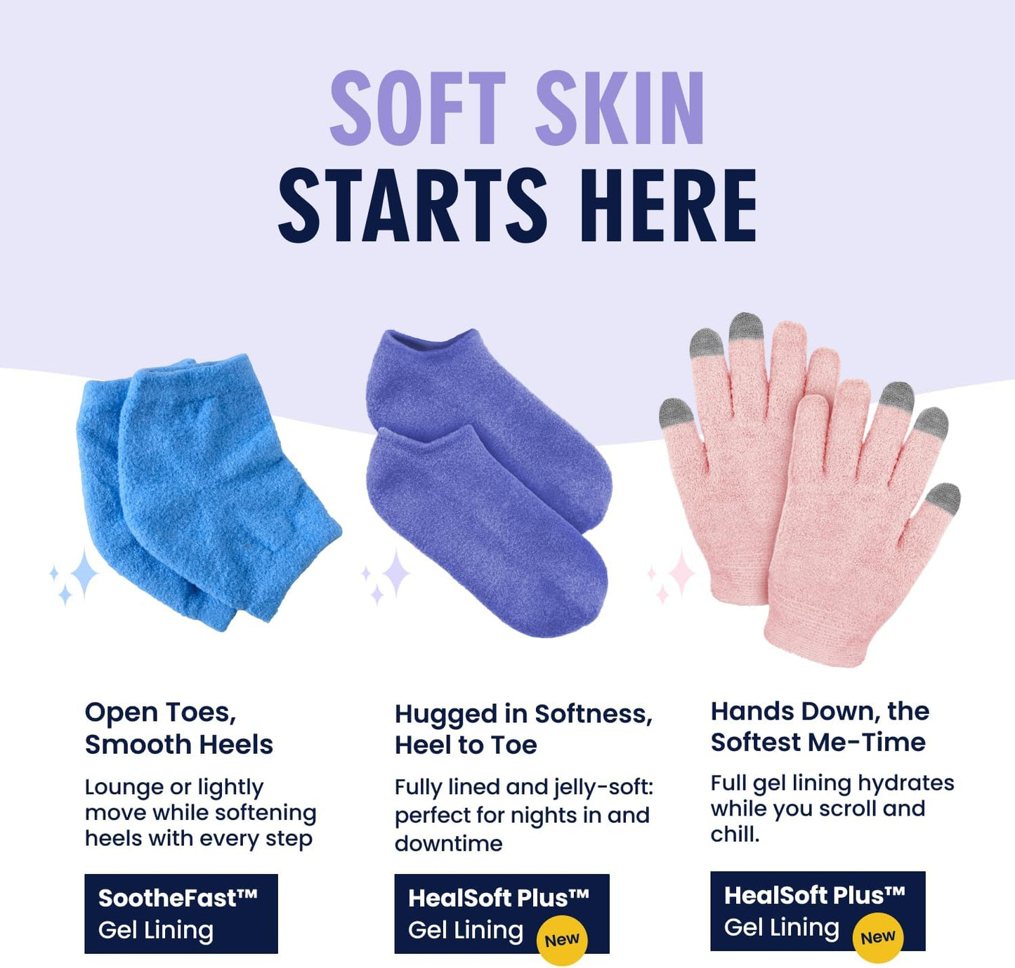 Moisturizing Gel Socks for Men & Women - Treat Dry Feet & Cracked Heels | Full Foot Gel Lining with Mango Butter & Shea Butter (Purple Paradise)