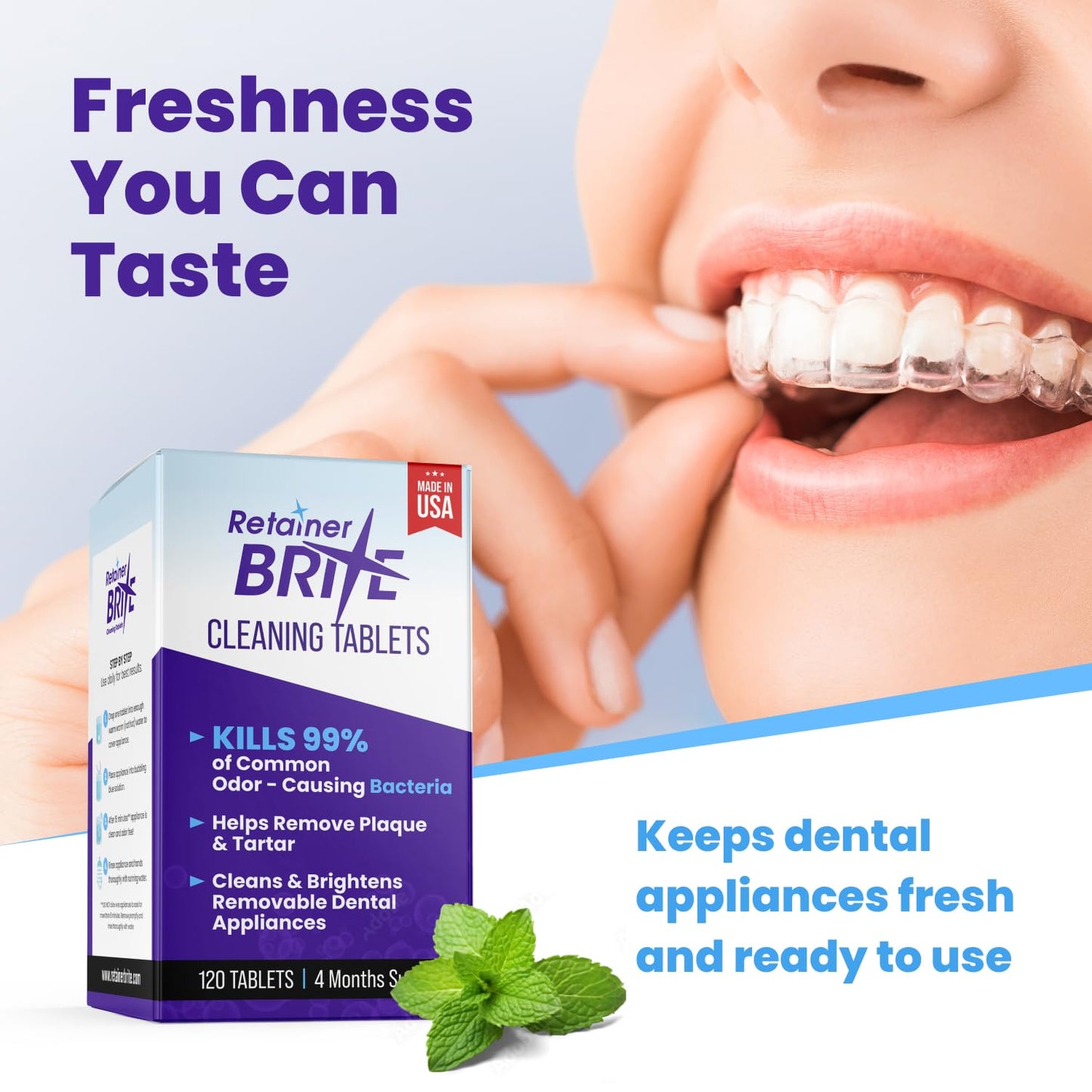 Retainer Brite | Retainer Cleaner Tablets for Invisalign & Mouth Guards - 120 Tablets, 4-Month Supply
