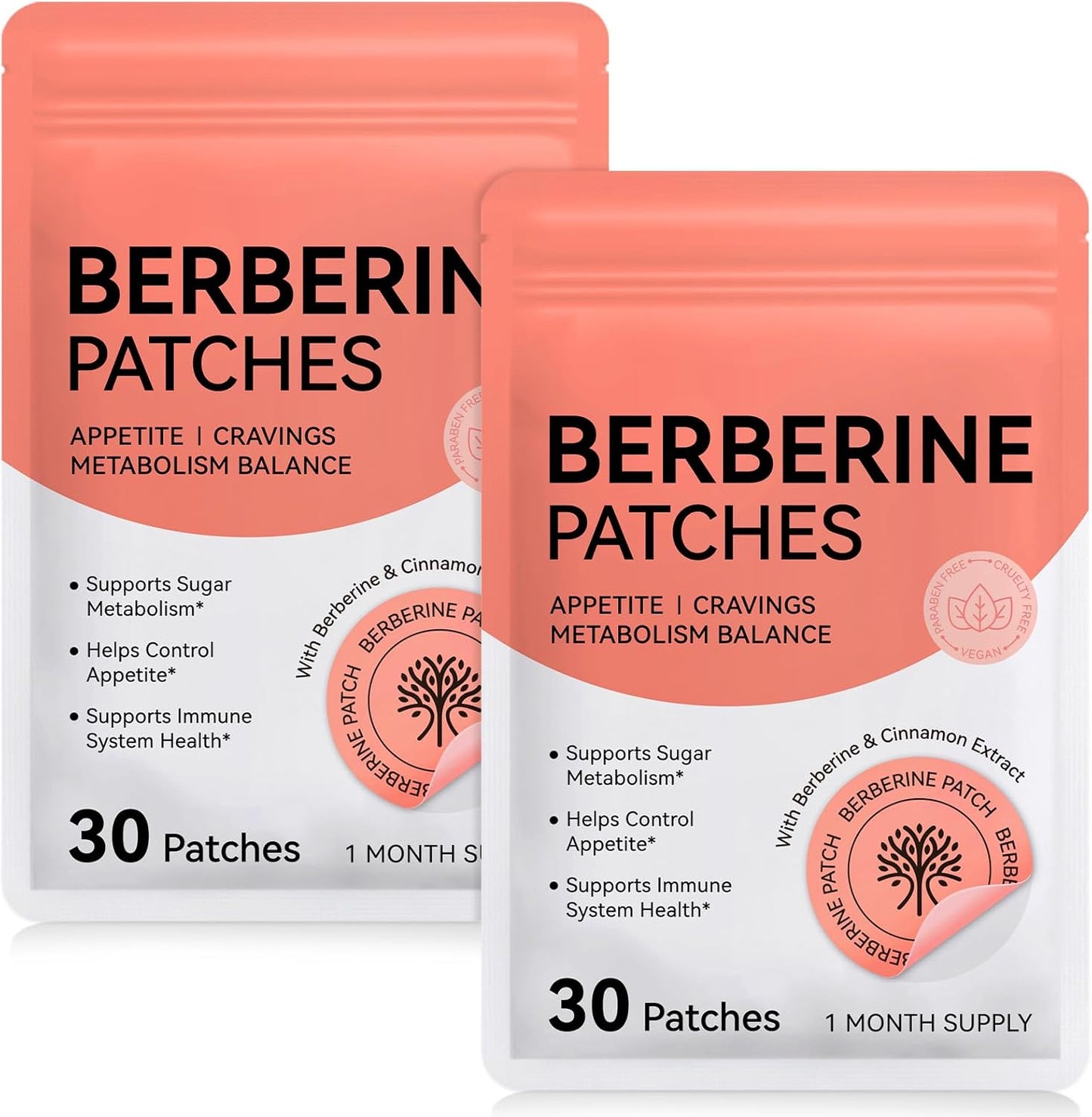 Berberine Patches - Ultra-Thin & Breathable Textile, Waterproof Botanical Formula | 30 Pcs with Cinnamon & Pomegranate