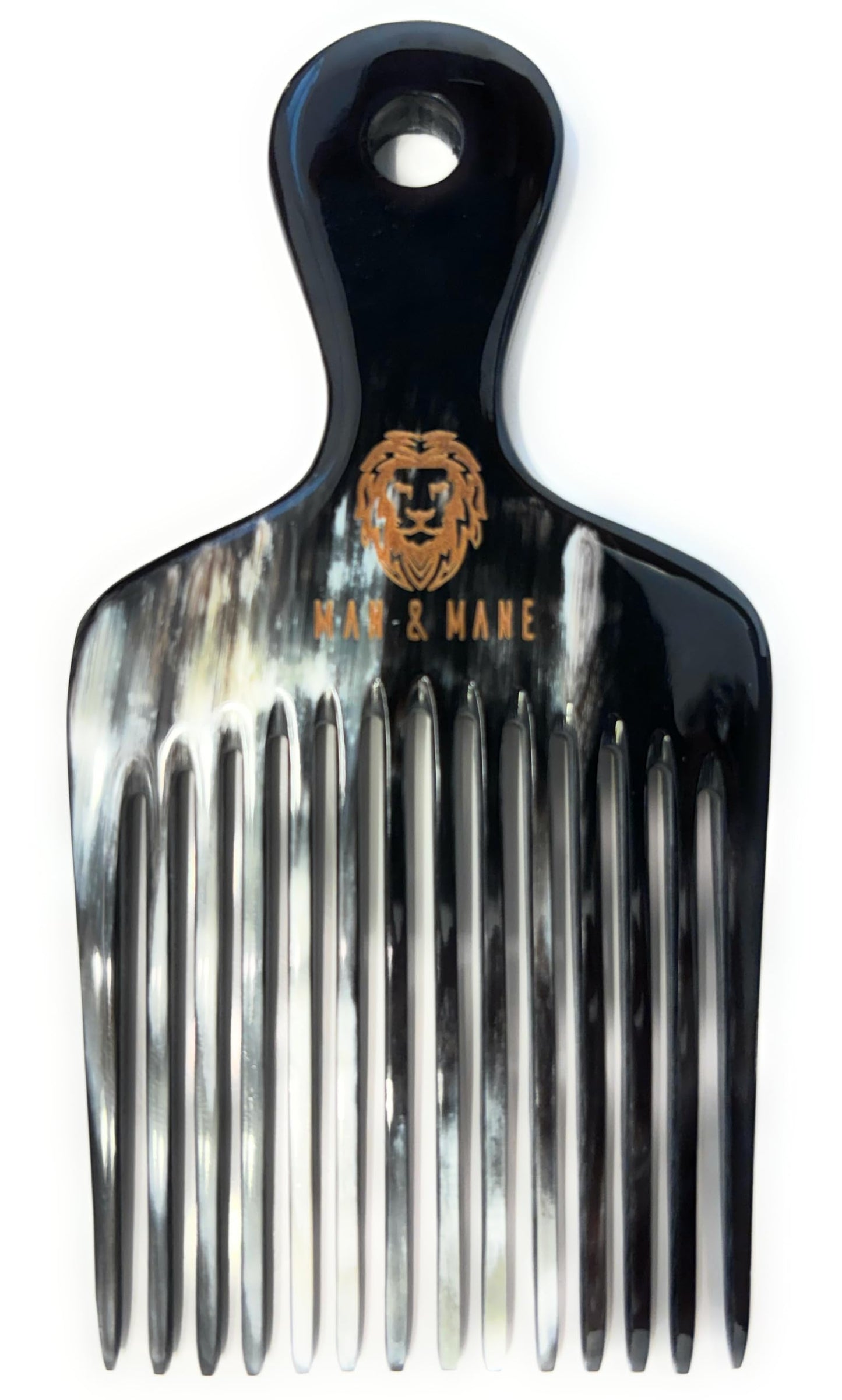 Premium Handmade 100% Oxhorn Anti-static Hair Pick Comb, for Long Thick Curly & Afro Hair and Beards