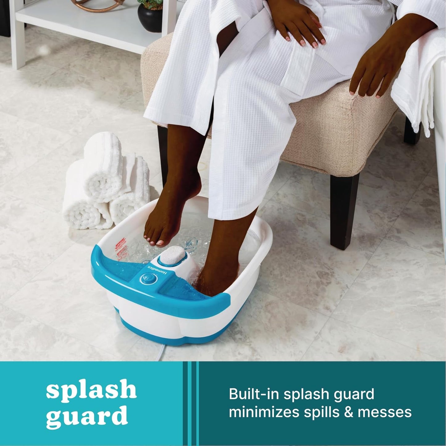 Homedics Bubble Mate Foot Spa - Invigorating Toe Touch Control Foot Bath with Massage Nodes & Pumice Stone | Relaxing Home Spa Experience