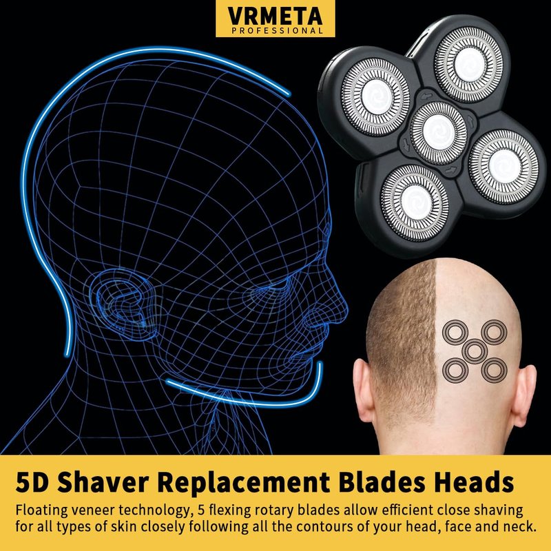 VRMETA Shaver Head Replacement Head for Skull Shaver, Pitbull Rotary Shaver, Butterfly Kiss, and Palm Electric Razors