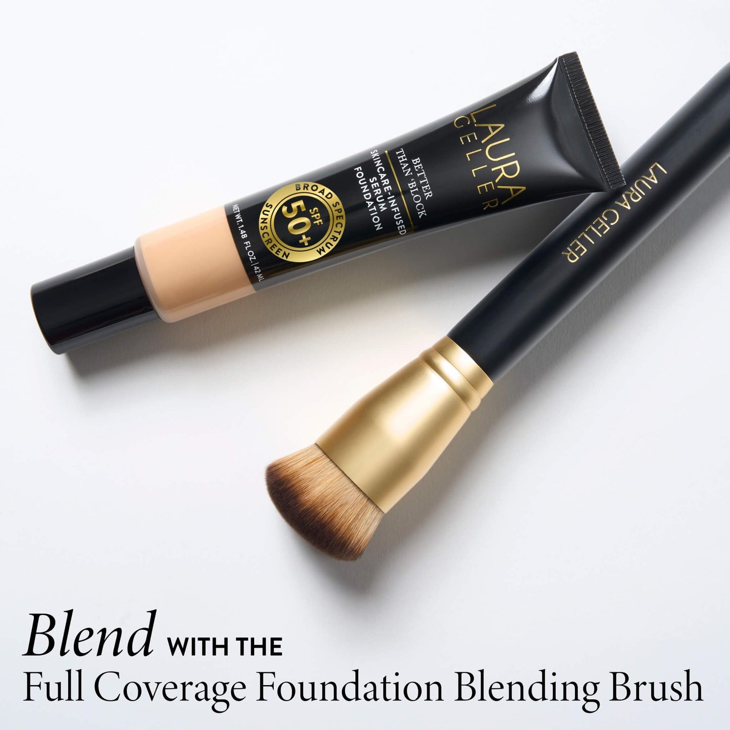 LAURA GELLER NEW YORK Better Than 'Block Skincare-Infused Serum Foundation SPF 50+ for Mature Women –01 Fair, Buildable Coverage – Niacinamide, Vitamins B5 & E – Lightweight, Radiant Finish