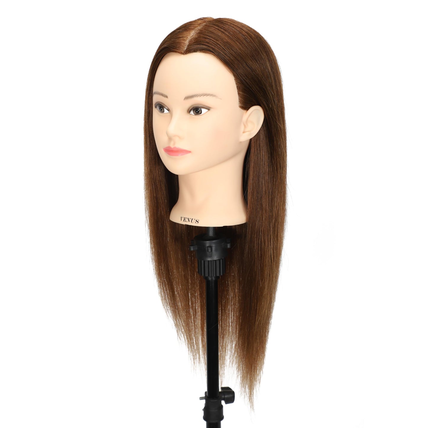 Headdoll 100% Human Hair Mannequin Head Hair Styling Training Head Cosmetology Manikin Head Doll Head for Hairdresser with Free Stand