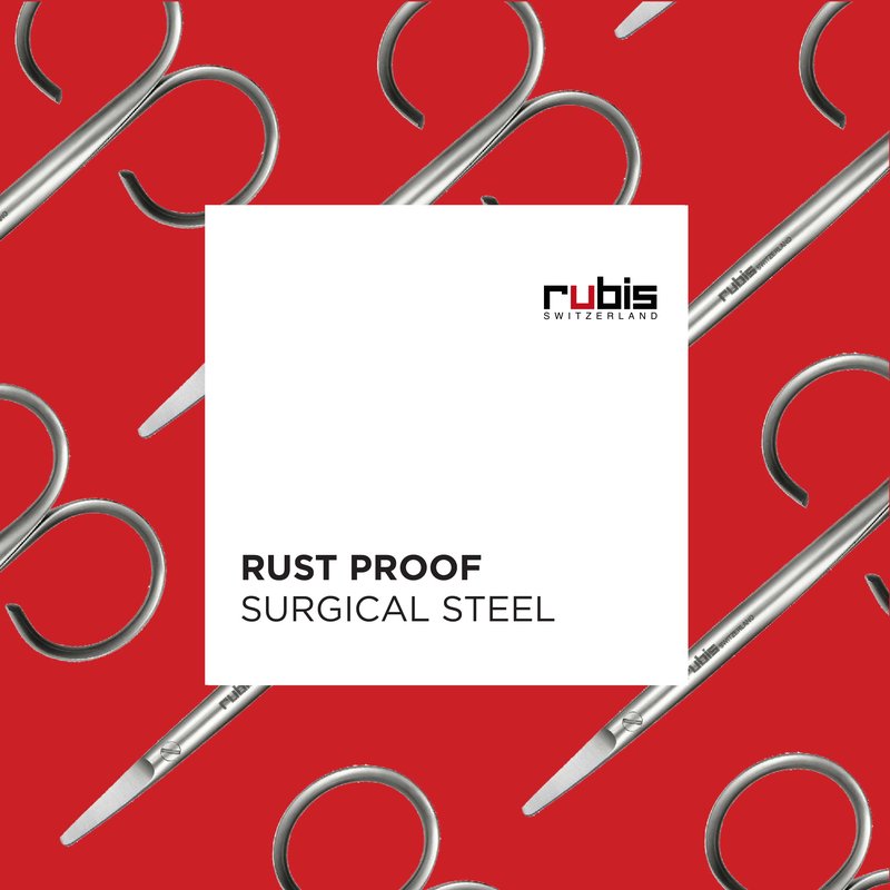 Rubis Stainless Steel Infant Nail Scissors with Blue Leather Elephant Case, For Precise Fingernails and Cuticles, 1K416, Silver,Rubis Switzerland Swiss Made World Renowned Precision