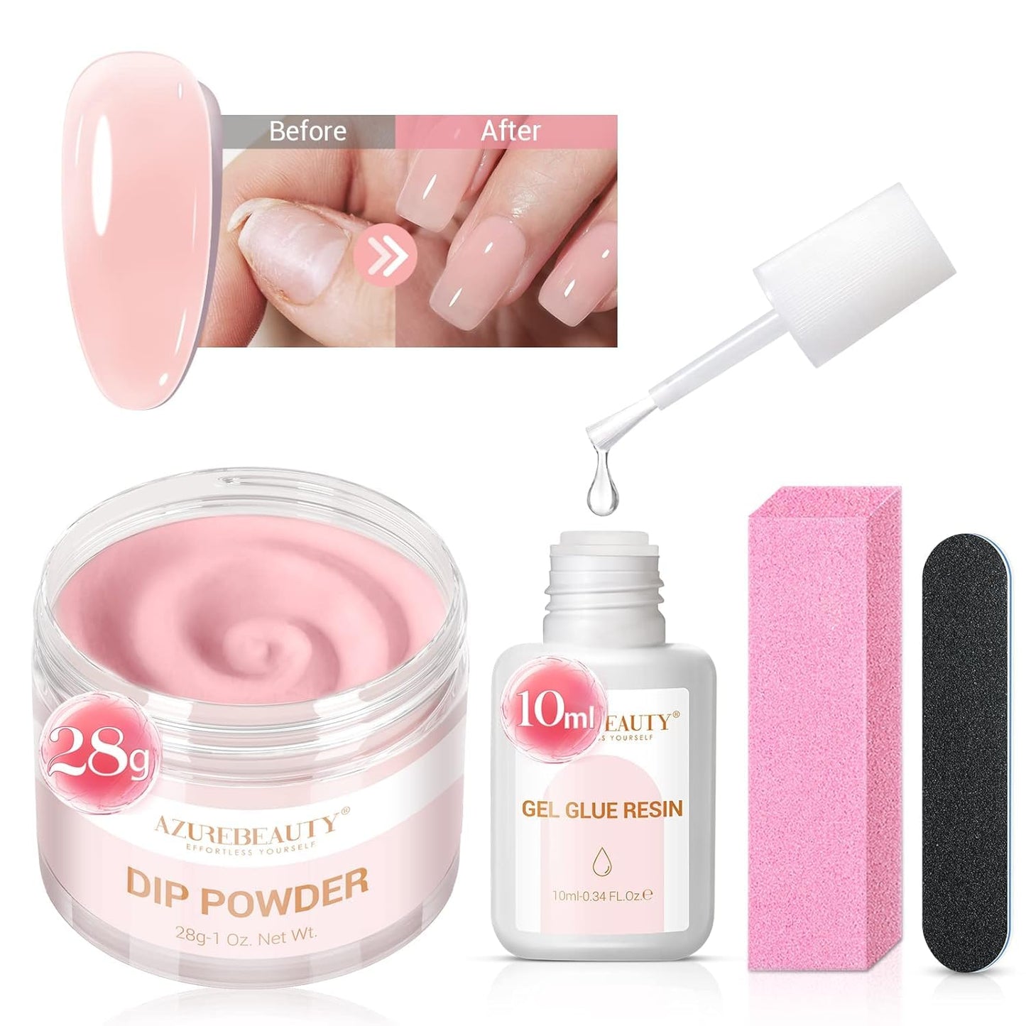 Nail Repair Kit - Transparent Crystal Solution for Broken, Cracked, and Weak Nails | Quick-Drying Glue, Nail File & Buffer - 28g/1oz, 10ml