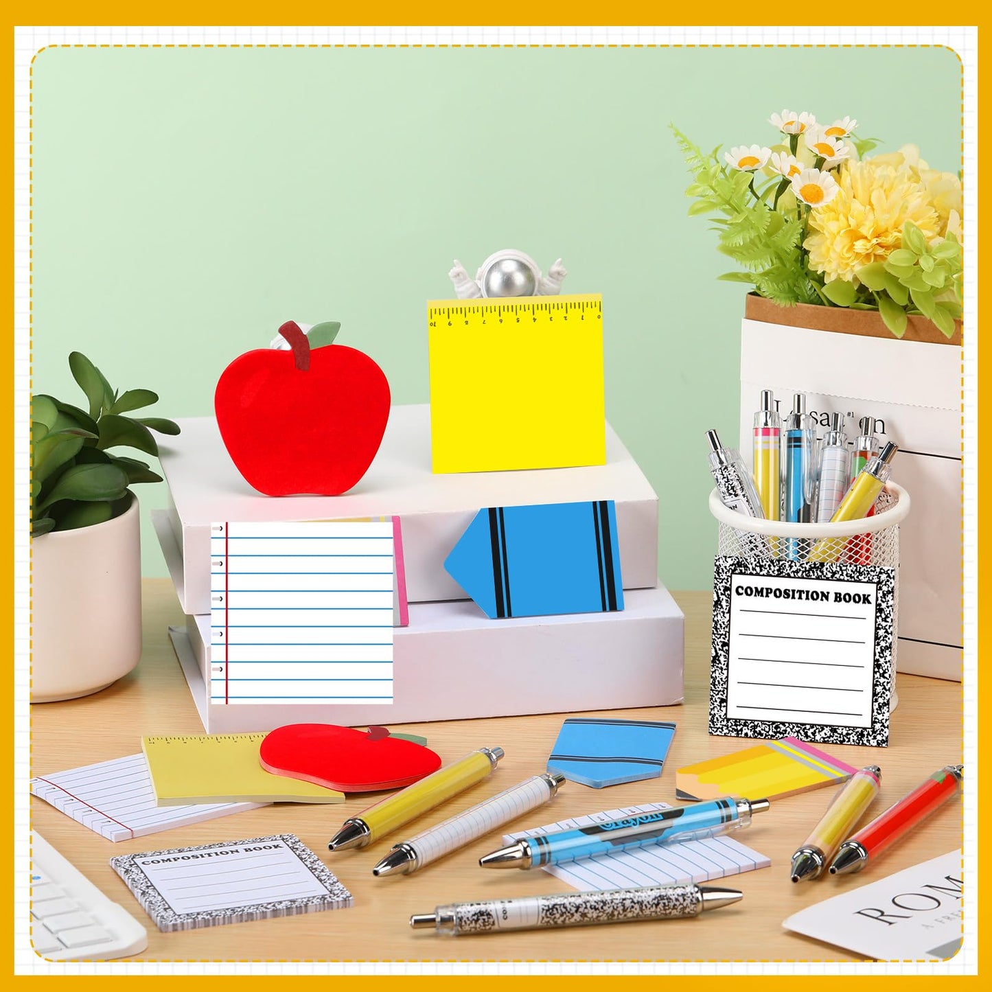 Honeydak 24 Set Back to School Teacher Gift Bulk Teachers Appreciation Gifts in Bulk Teacher Tumbler Cute Composition Notebook Sticky Note Ballpoint Pen for Mentor Lecturer Educator (16 oz,Classic)