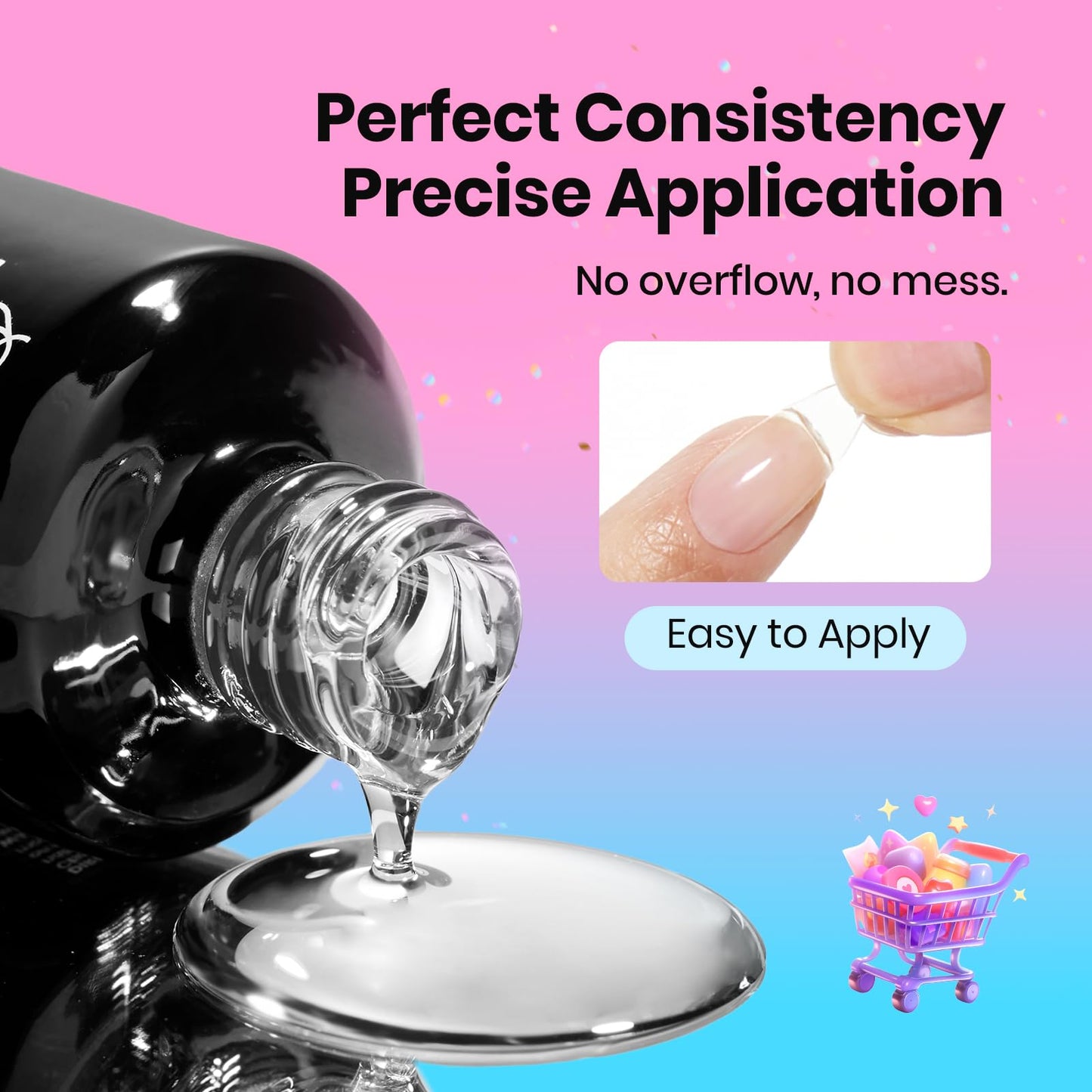 Beetles 2Pcs 15ml Hema-Free Nail Glue Gel for Acrylic Nail Tips & Clear Press On Nails, TPO Free Super Strong U V Nail Glue for Nail Extensions, DIY Long Lasting Nail Gel Kit, Gift for Women
