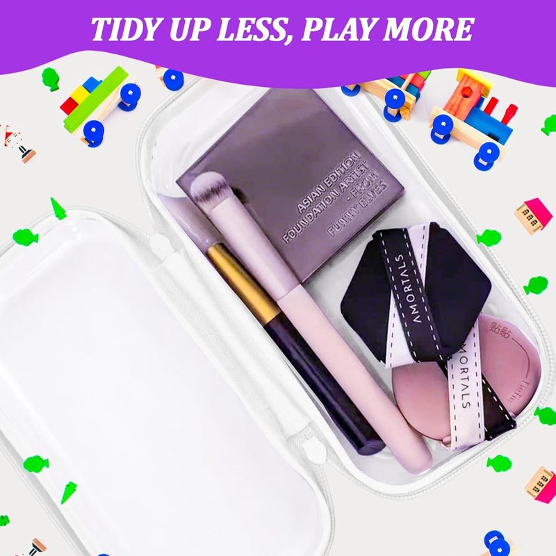 Clear Hard Zipper Case Set - 3 Transparent Makeup Organizer Bags for Travel Toiletries | Portable Plastic Storage (White)