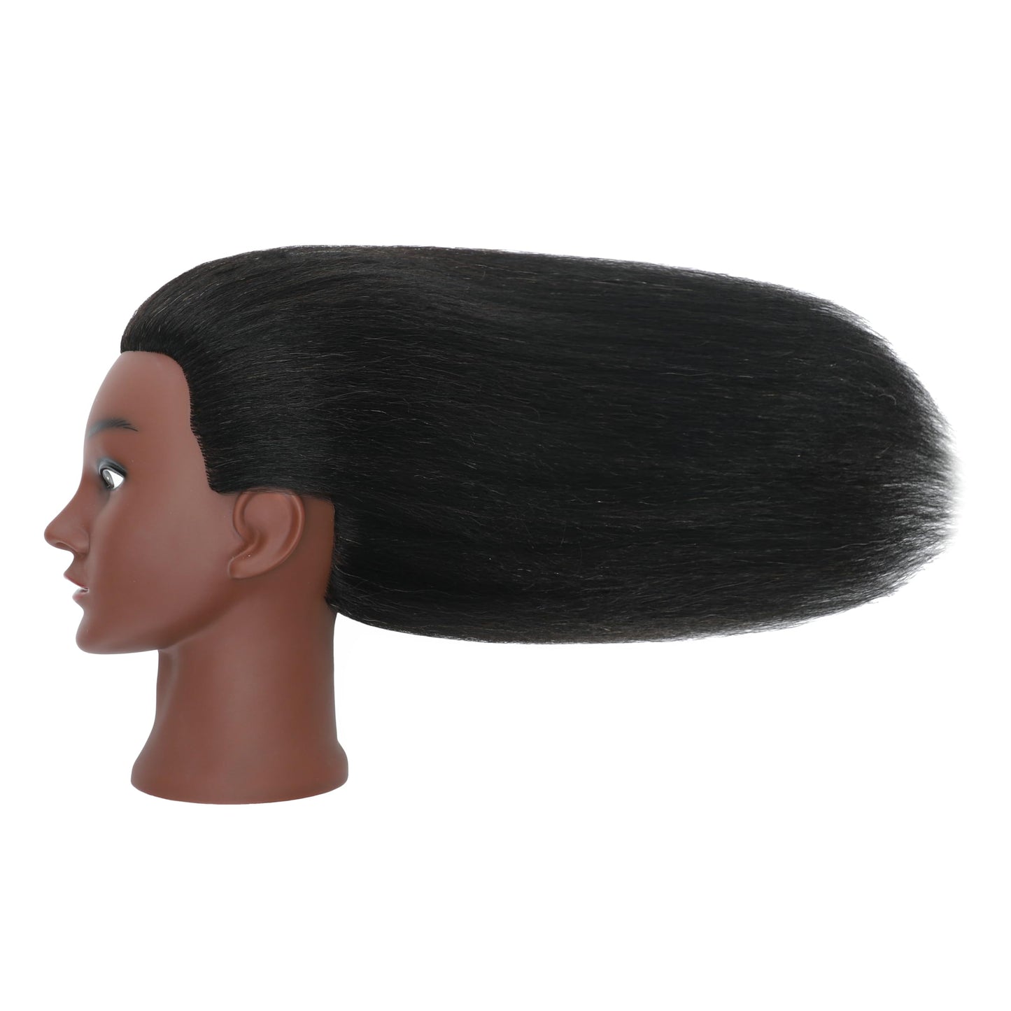 EVATEC African American Mannequin Head 100% Real Human Hair for Braiding Styling Practice Cosmetology Training with Stand