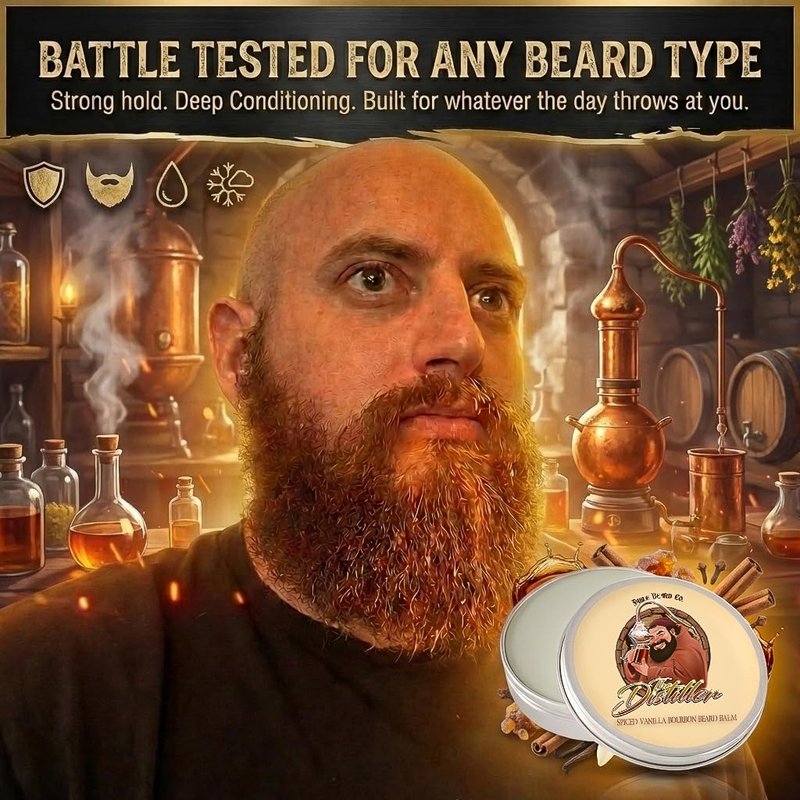 Fable Beard Co. Beard Balm - The Distiller, Mulled Spices, Aged Bourbon, and Deep Barrel Woods, Natural Beard Balm for Men with Jojoba & Argan Oils, Beard Conditioner, Made in USA (2 Fl Oz)