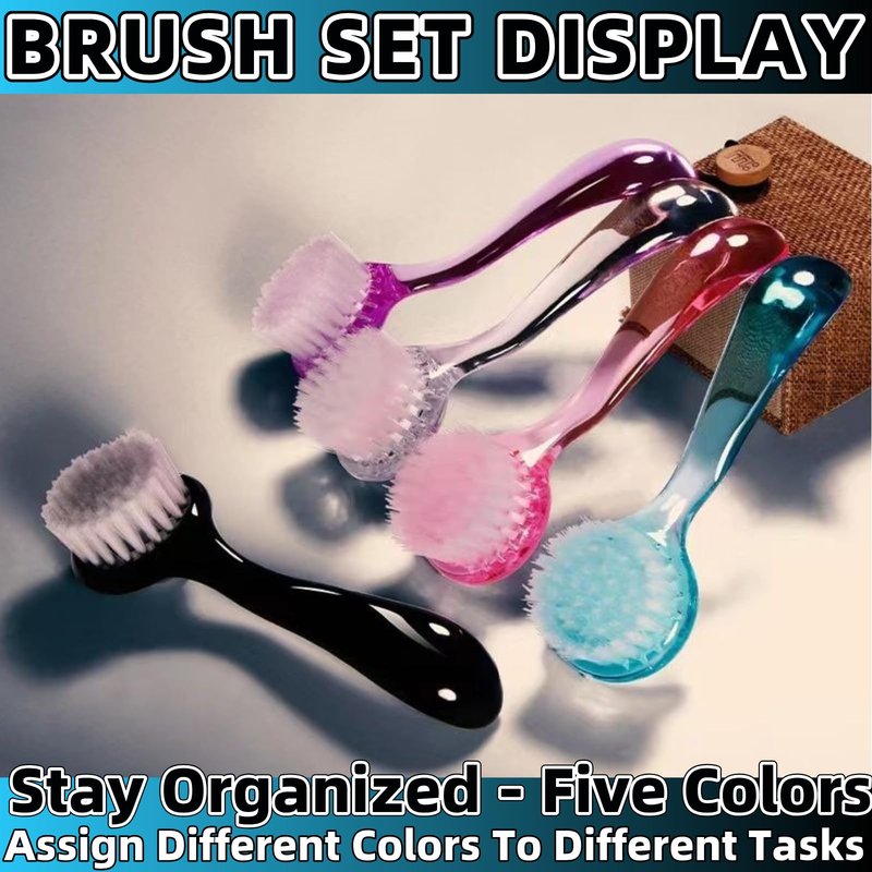 Soft Nail Dust Cleaning Brush 5Pcs Handle Grip Fingernail Brush Nail Dust Brush Manicure Pedicure Tools Women Men Home Salon(multicolor)