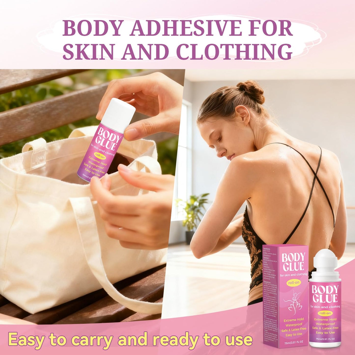 Bondtech Body Glue - Strong Adhesive for Clothes & Skin | Sweat Resistant, Water Wash Off, 2.54 Oz