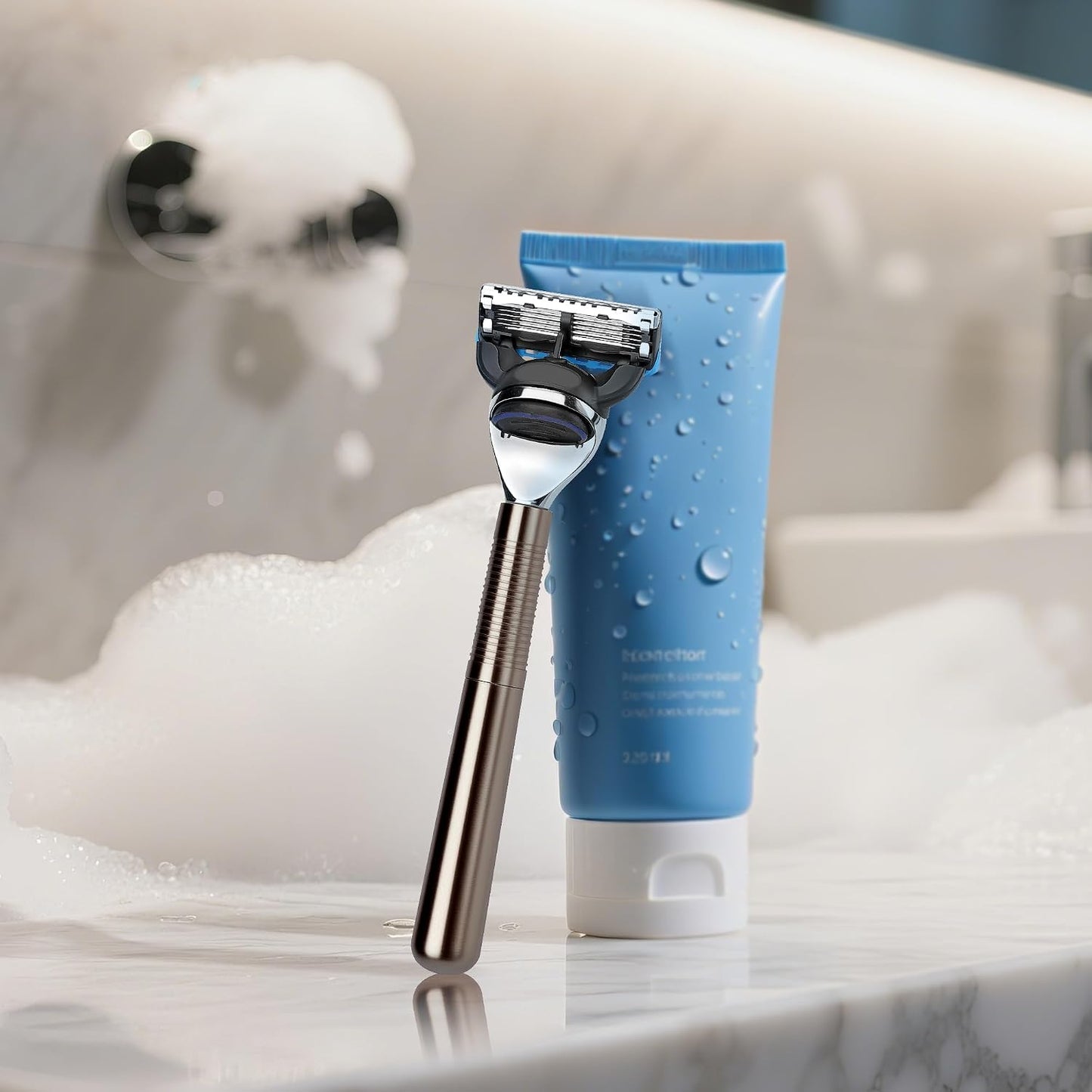Men's Metal Razor Handle Replacement - Compatible with Gillette Fusion 5 & Proglide | Grey