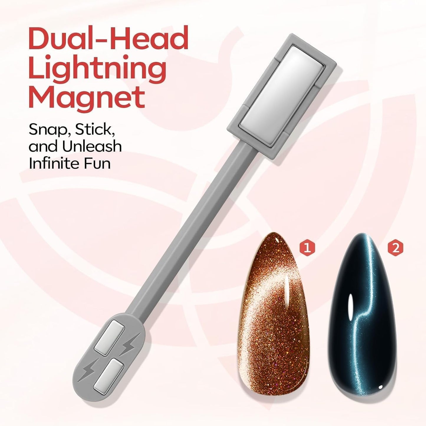 Cat Eye Magnet Set - 5PCS 3-in-1 Dual-Head Nail Magnet Pen for Gel Polish | Heart, Lightning & Ball Shapes