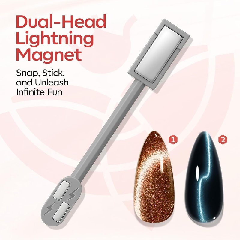 Cat Eye Magnet Set - 5PCS 3-in-1 Dual-Head Nail Magnet Pen for Gel Polish | Heart, Lightning & Ball Shapes