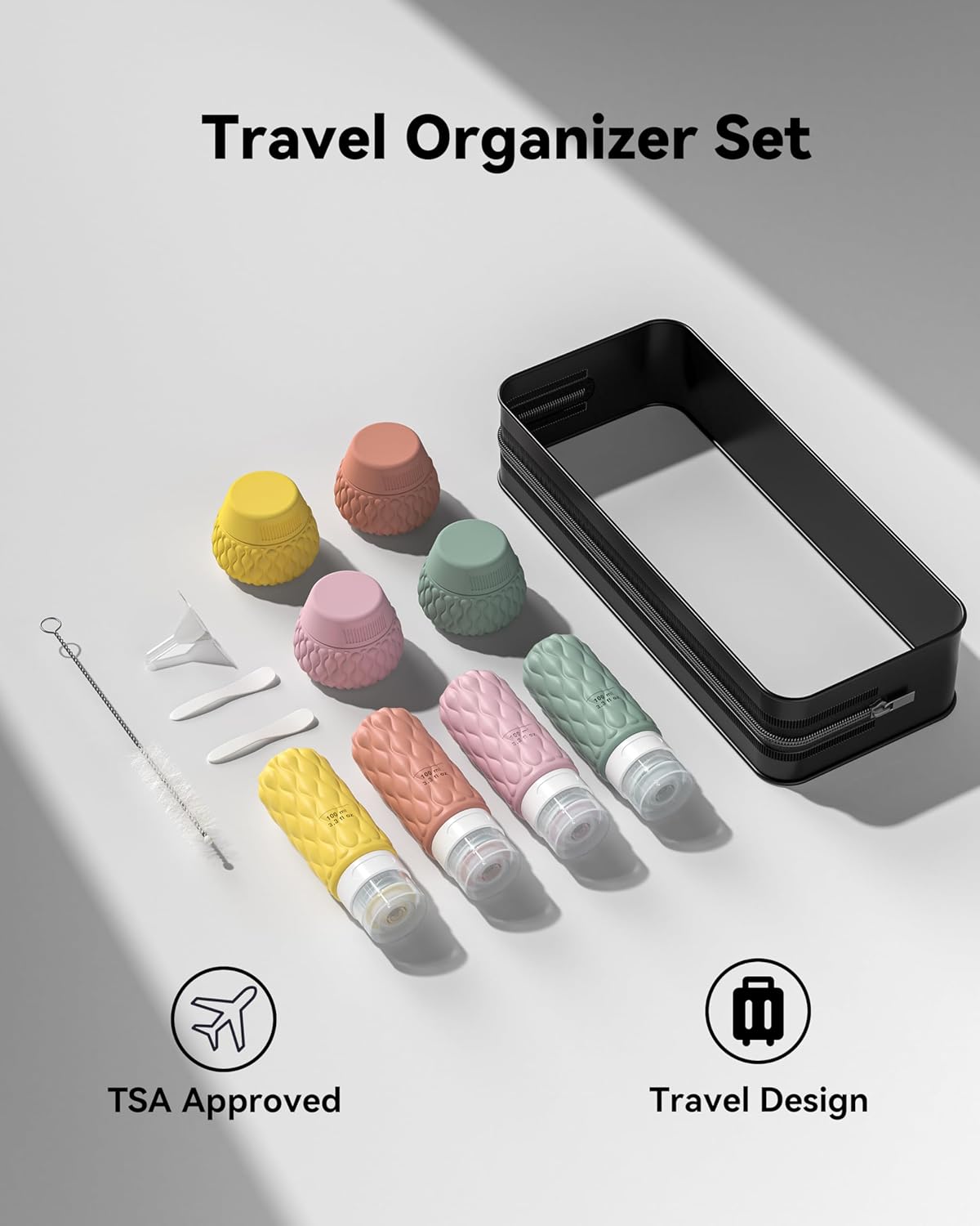 Silicone Travel Bottles - Leakproof 8-Pack Toiletry Containers | 3.4 oz & 1.7 oz for Shampoo & Creams