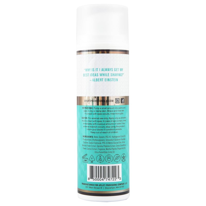 Uplift Provisions Clear Shaving Gel for Men & Women - Infused with Plant Extracts for an Ultra-Smooth Shave, Leaving Skin Hydrated, Velvety Soft, and Free from Redness and Irritation, 5 oz.
