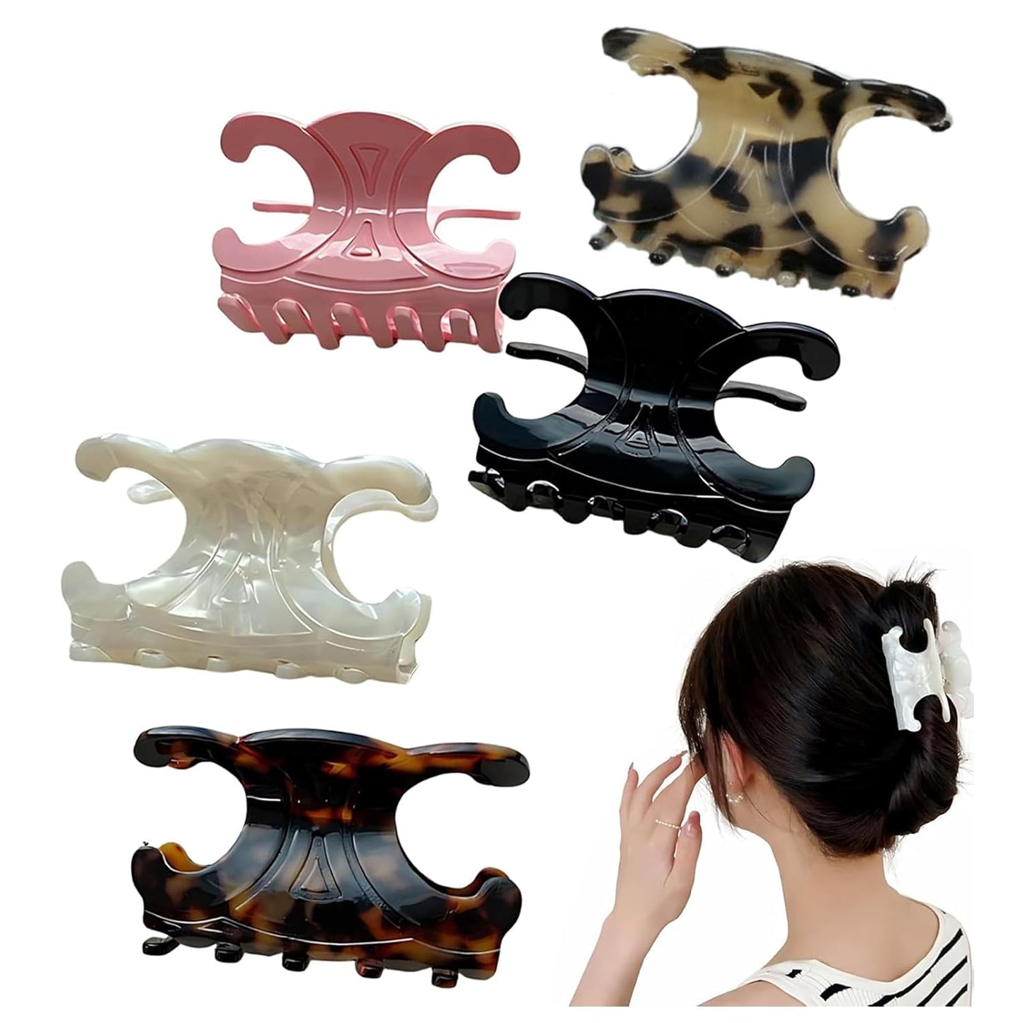 Acetate Butterfly Hair Clips - 5 PCS Durable Medium Size Hair Claw Clips for Women | Secure Hold (2.76 x 1.66 Inch)