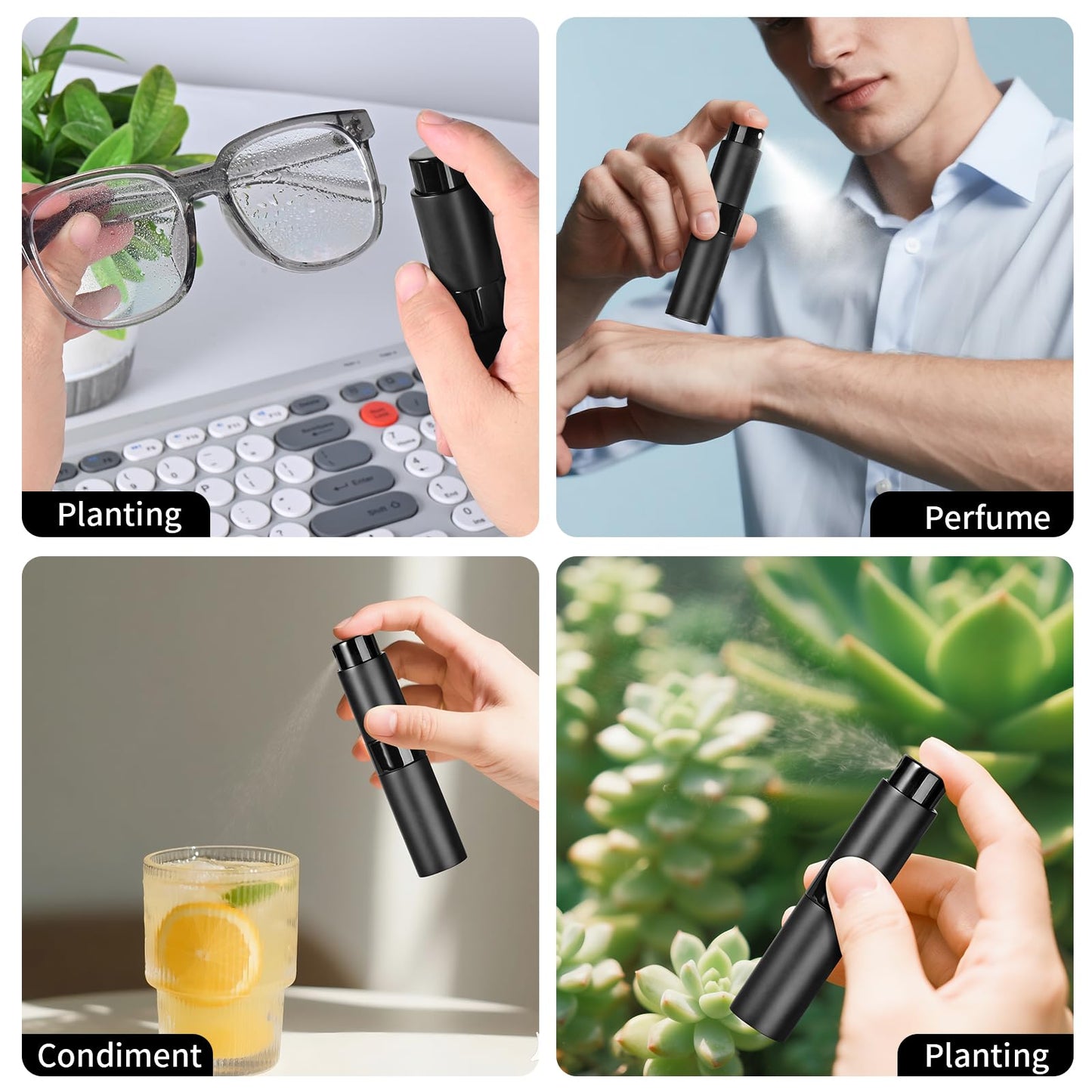 Likealot Perfume Travel Refillable Atomizer 8ML (3PCS) - Empty Cologne Spray Bottle, Portable & Leakproof Sprayer for Travel (Black)