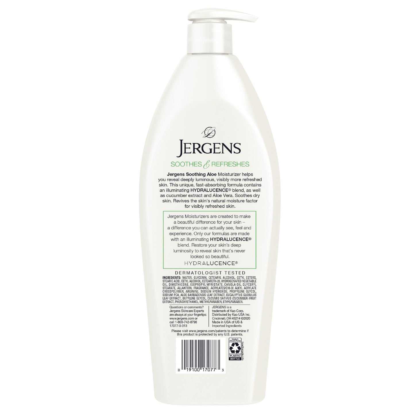 Jergens Soothing Aloe Body Lotion For Dry Skin, Moisturizer, 21 fl oz