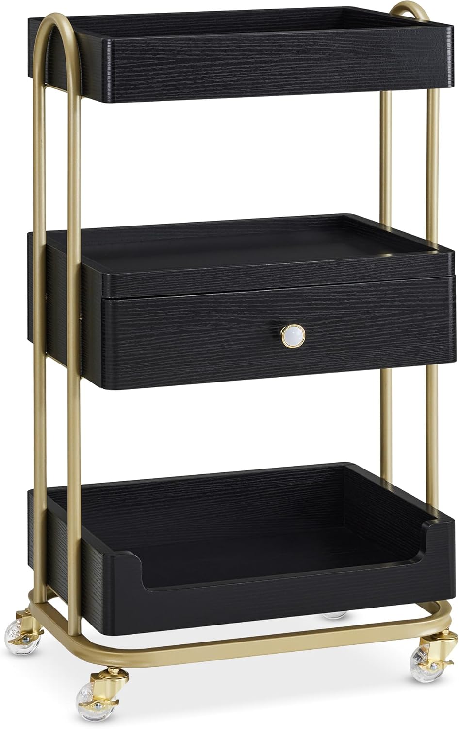 Salon Trolley Cart with Lockable Wheels - Engineered Wood Storage for Barber Shop & Spa | White