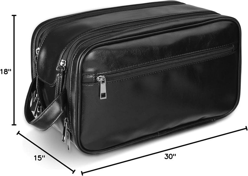 Personalized Leather Travel Toiletry Bag for Men - Large Waterproof Dopp Kit | Ideal Shaving & Cosmetic Organizer
