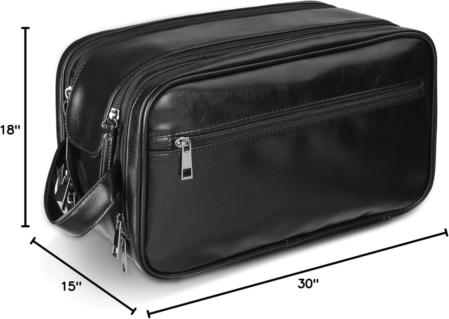Personalized Leather Travel Toiletry Bag for Men - Large Waterproof Dopp Kit | Ideal Shaving & Cosmetic Organizer