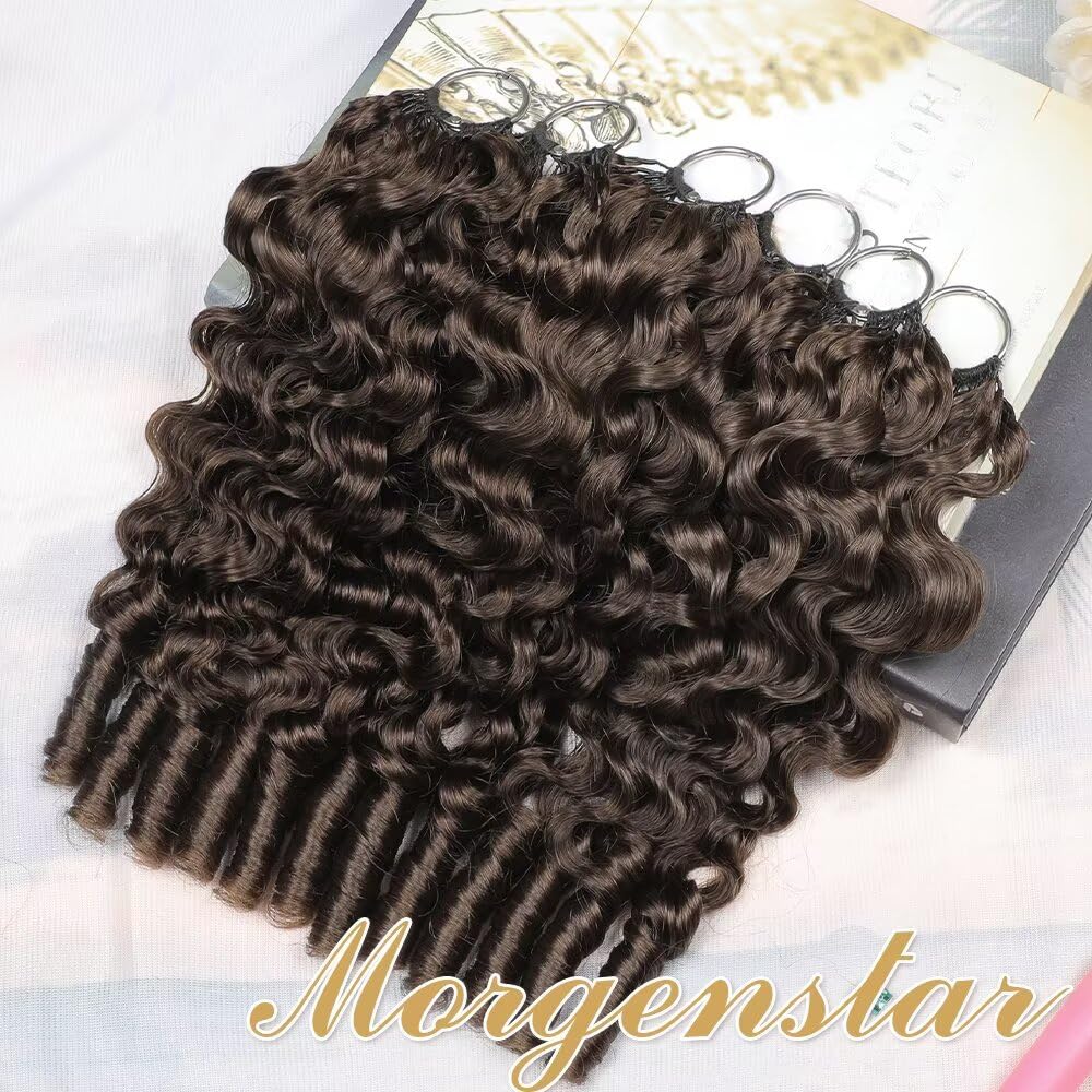 Burmese Curly Human Crochet Hair for Black Women 22 Inch 150g Reusable Knotless Feather Crochet Human Hair Curly Invisible Wet and Wavy Crochet Hair Extensions 4#