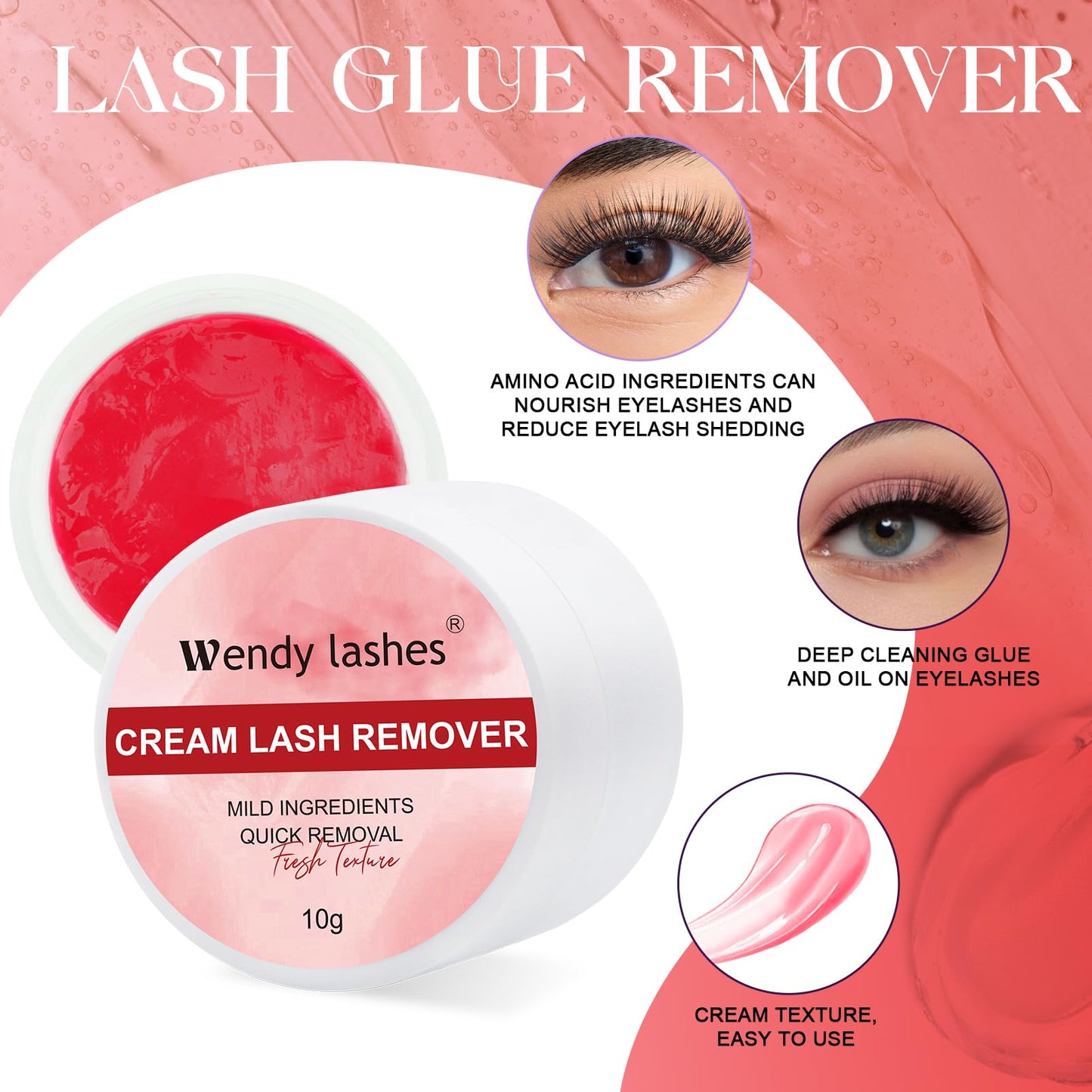 Lash Extension Remover Cream Eyelash Extension Remover Low Irritation Dissolves Powerful Eyelash Glue Remover for Salon Lash Glue Remover(No Flavored 10g)