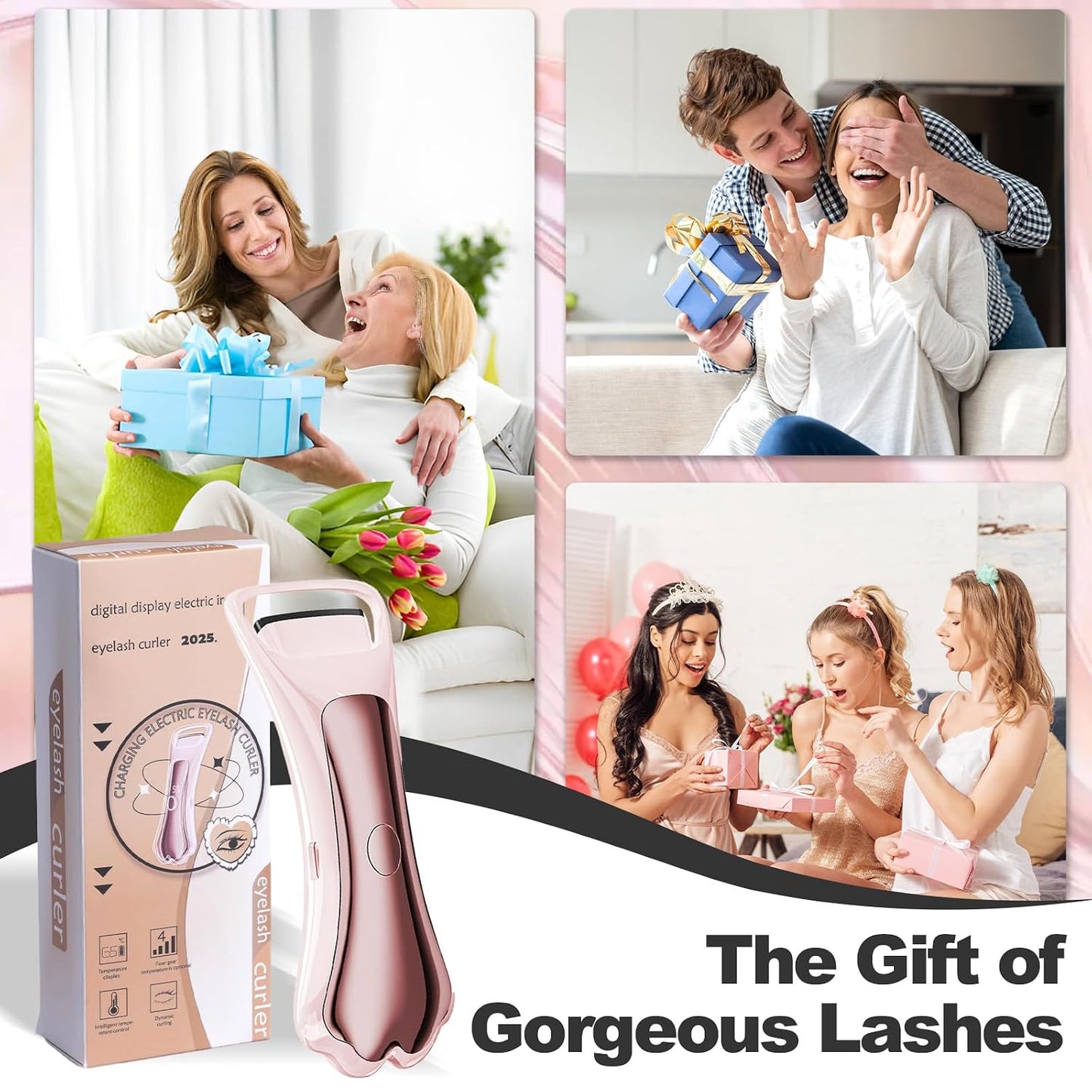 Heated Eyelash Curler - Fast 15s Heat-Up, 4 Temperature Modes | Cute Cat Paw Design, Type-C Rechargeable