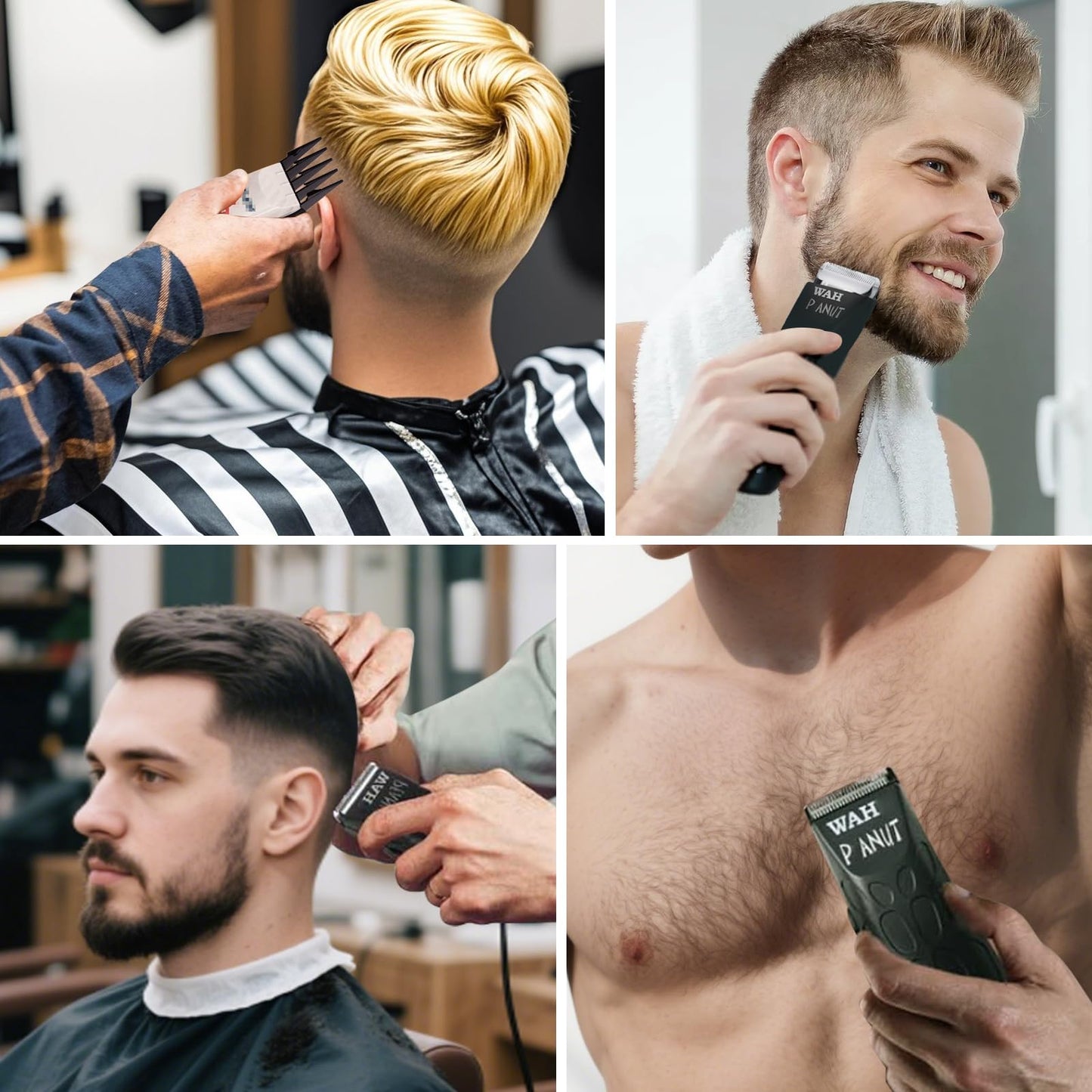 ZZYZSFUS Professional Peanut Clipper Guards for Wahl Peanut – from 1/8 Inch to 1/2 Inch, Fits for Wahl Peanut, Black-4PCS