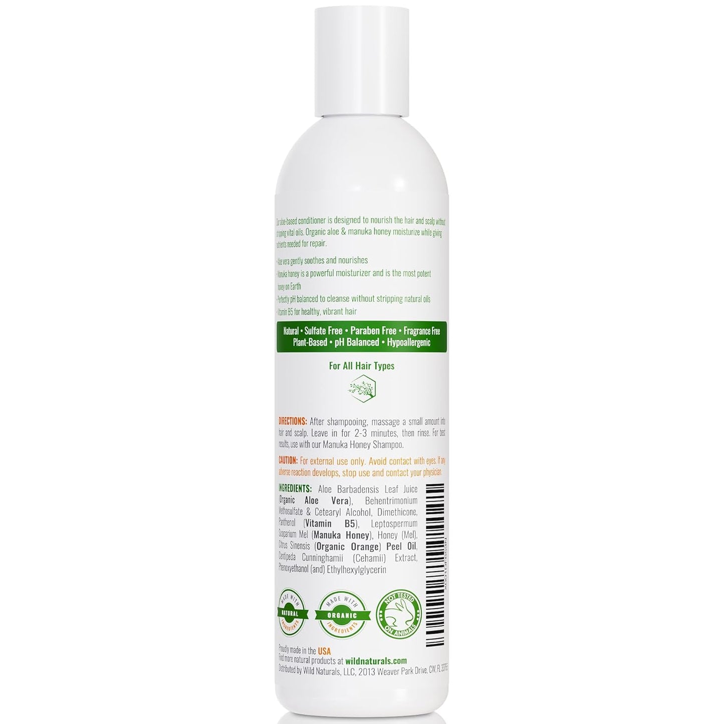 Natural Hydrating Conditioner - Sulfate-Free Dandruff Relief with Aloe Vera & Manuka Honey | Ideal for Oily & Curly Hair