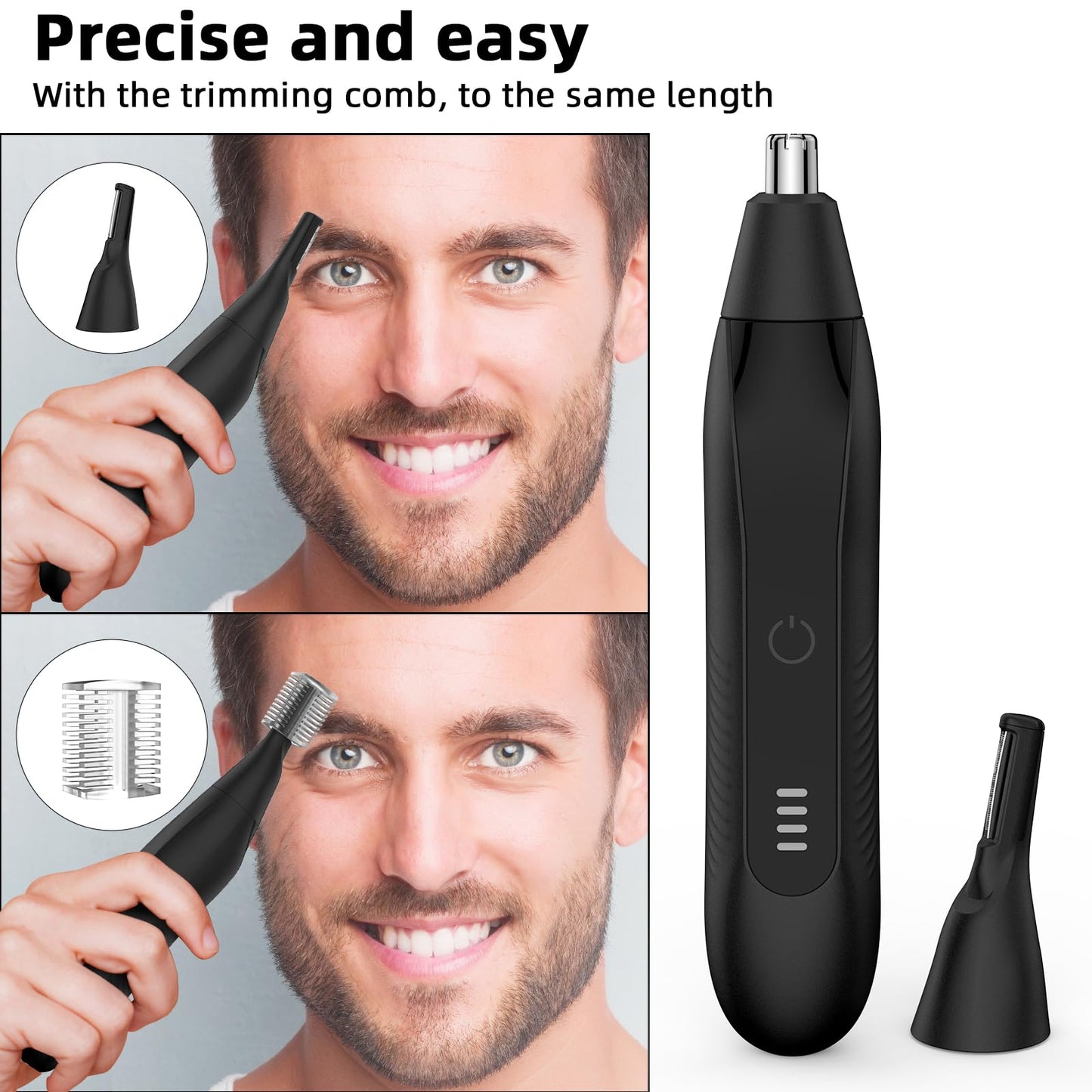 Setonia Nose Hair Trimmers for Men,Rechargeable Eyebrow Trimmer 2 in 1 Painless Multifunctional Ear and Nose Hair Trimmer with Dual Edge Blades Portable Design TE02