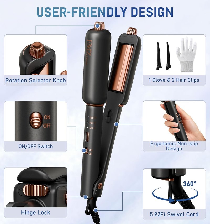 FMZ 4-in-1 Hair Straightener | Professional Ionic Flat Iron for Curling, Crimping & Straightening - Mini Portable Design for Travel