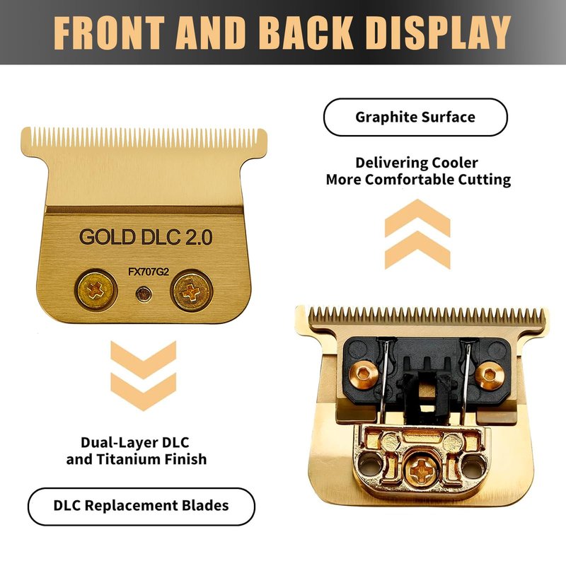 FX707Z Replacement Trimmer Blades compatible with BaByliss PRO PRO FX787 & FX726 Trimmer Trimmer Blade,DLC 2.0 Trimmer Blade (Golden-1PC)