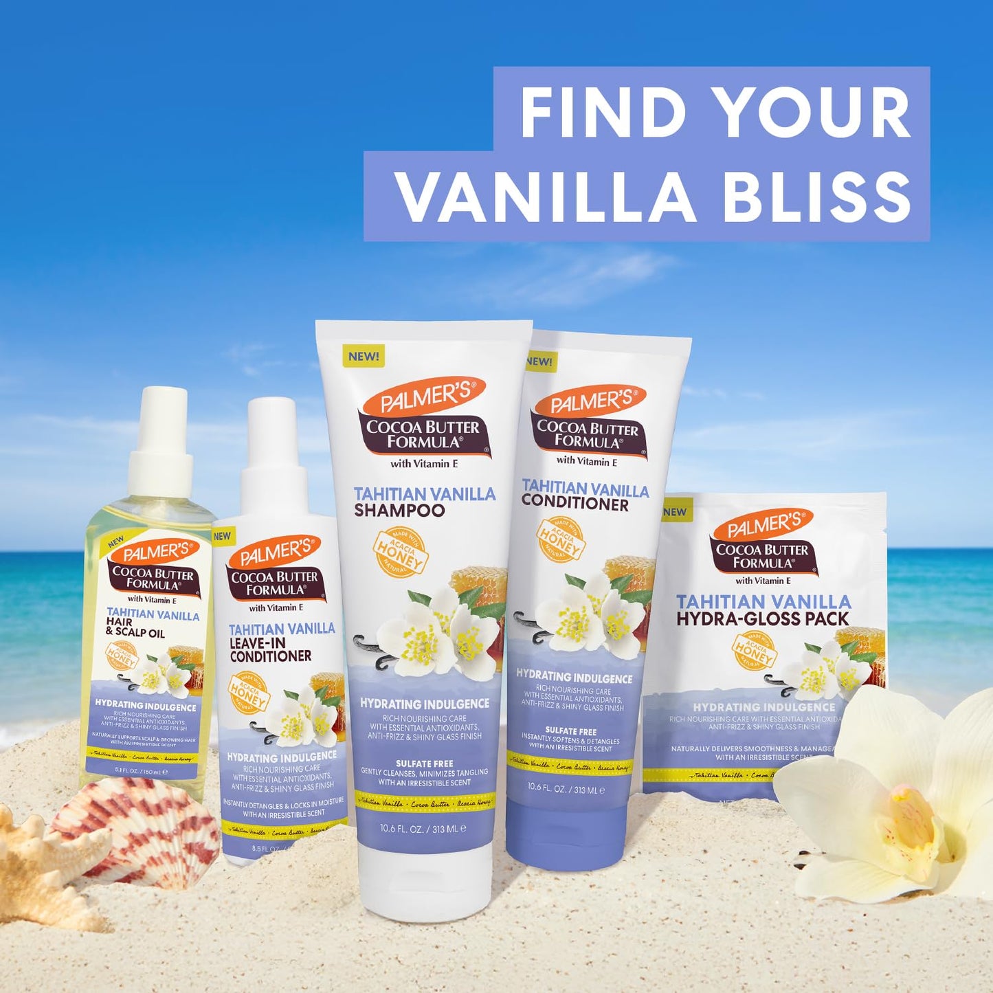 Palmer's Cocoa Butter Formula, Tahitian Vanilla Hair Shampoo,(10.6 Fl Oz), Hydrating & Moisturizing Shampoo with Vitamin E & Acacia Honey for Shine, Smoothness & Frizz Control, All Hair Types